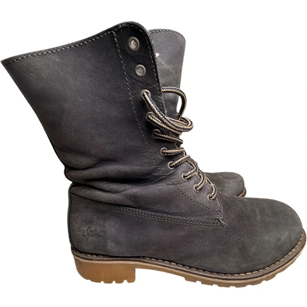 Women's EU 41 Navy Blue Nubuck Leather Lace Up Boots Lug‎ Sole Lined Winter Cozy